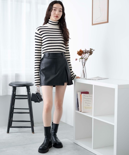 WEGO（ウィゴー）の「WEGO/スリットレイヤードスカパン（スカート・レディース・アイボリー/ブラック系その他・FREE）」の14枚目の写真