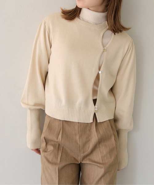 CLEIO（クレイオ）の「【CLEIO】ランダム開きニットカーディガン/RANDOM TEAR-OPENING KNIT CARDIGAN/986-11621（ニット/セーター・レディース・アイボリー/ブラック/グリーン系その他・FREE）」の5枚目の写真