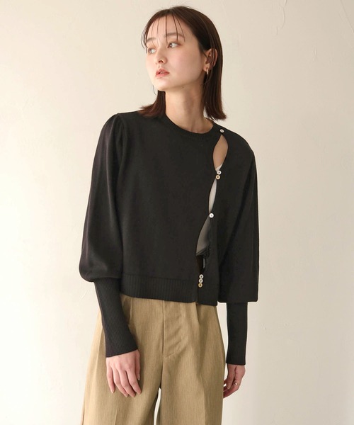 CLEIO（クレイオ）の「【CLEIO】ランダム開きニットカーディガン/RANDOM TEAR-OPENING KNIT CARDIGAN/986-11621（ニット/セーター・レディース・アイボリー/ブラック/グリーン系その他・FREE）」の10枚目の写真