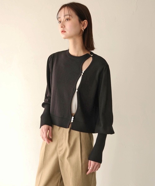 CLEIO（クレイオ）の「【CLEIO】ランダム開きニットカーディガン/RANDOM TEAR-OPENING KNIT CARDIGAN/986-11621（ニット/セーター・レディース・アイボリー/ブラック/グリーン系その他・FREE）」の11枚目の写真