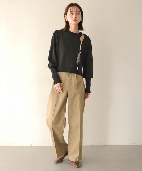 CLEIO（クレイオ）の「【CLEIO】ランダム開きニットカーディガン/RANDOM TEAR-OPENING KNIT CARDIGAN/986-11621（ニット/セーター・レディース・アイボリー/ブラック/グリーン系その他・FREE）」の14枚目の写真