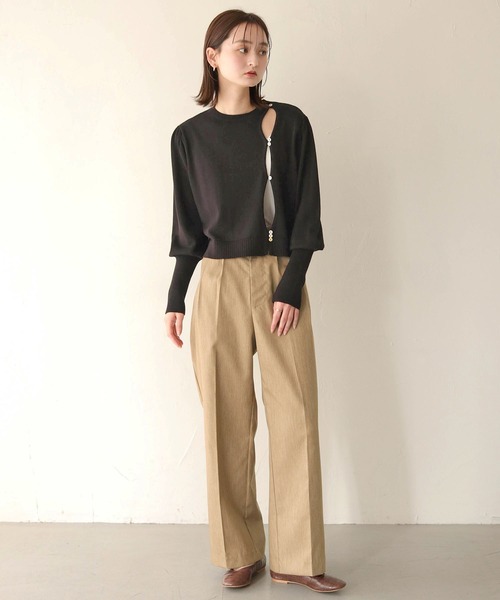 CLEIO（クレイオ）の「【CLEIO】ランダム開きニットカーディガン/RANDOM TEAR-OPENING KNIT CARDIGAN/986-11621（ニット/セーター・レディース・アイボリー/ブラック/グリーン系その他・FREE）」の15枚目の写真