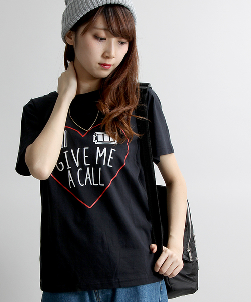 WEGO（ウィゴー）の「WEGO/デジタルハートTシャツ（Tシャツ/カットソー・レディース・ホワイト/ブラック・FREE）」の2枚目の写真