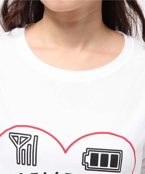WEGO（ウィゴー）の「WEGO/デジタルハートTシャツ（Tシャツ/カットソー・レディース・ホワイト/ブラック・FREE）」の3枚目の写真