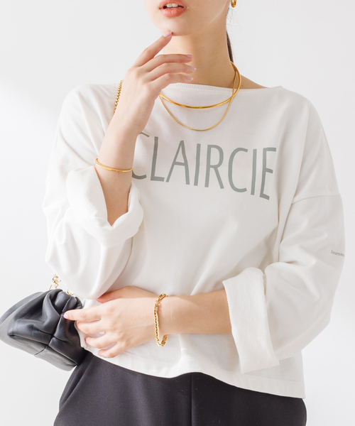 Rouge vif Anna（ルージュヴィフアンナ）の「ショート丈ロゴミニ裏毛ロンT（Tシャツ/カットソー・レディース・ホワイト/ベージュ/サックスブルー・フリー）」の2枚目の写真