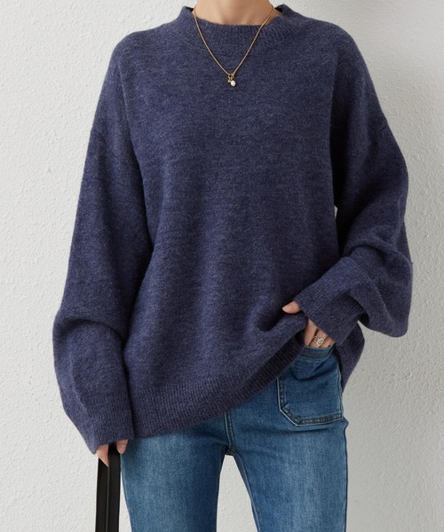 MAISON DE THERESE（メゾン ド テレーズ）の「オーバーサイズミックスカラーニットセーター（ニット/セーター・レディース・ベージュ/ライトイエロー/イエロー/ライトベージュ/ブルー/ピンク/ブラック/パープル/ネイビー/ホワイト/モカ/ワイン・FREE）」の6枚目の写真