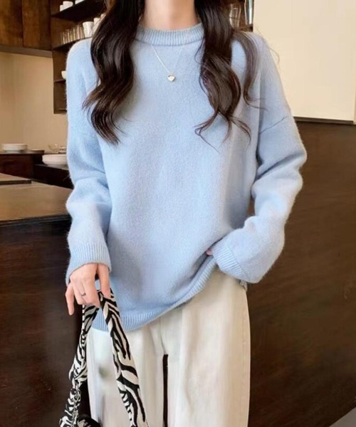 MAISON DE THERESE（メゾン ド テレーズ）の「オーバーサイズミックスカラーニットセーター（ニット/セーター・レディース・ベージュ/ライトイエロー/イエロー/ライトベージュ/ブルー/ピンク/ブラック/パープル/ネイビー/ホワイト/モカ/ワイン・FREE）」の7枚目の写真