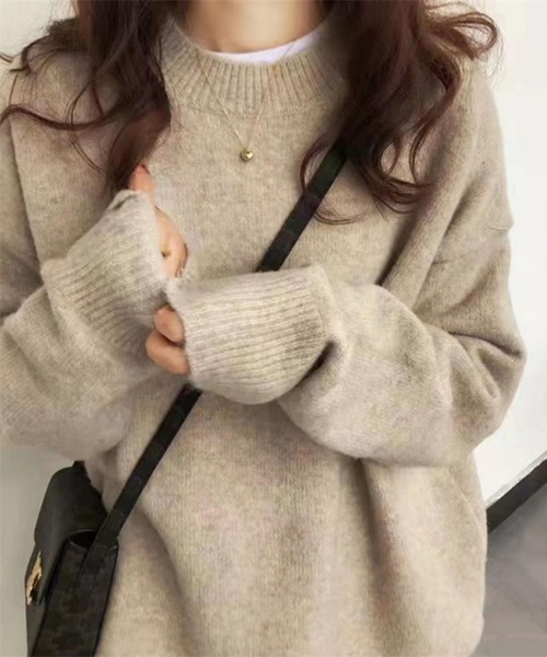 MAISON DE THERESE（メゾン ド テレーズ）の「オーバーサイズミックスカラーニットセーター（ニット/セーター・レディース・ベージュ/ライトイエロー/イエロー/ライトベージュ/ブルー/ピンク/ブラック/パープル/ネイビー/ホワイト/モカ/ワイン・FREE）」の14枚目の写真