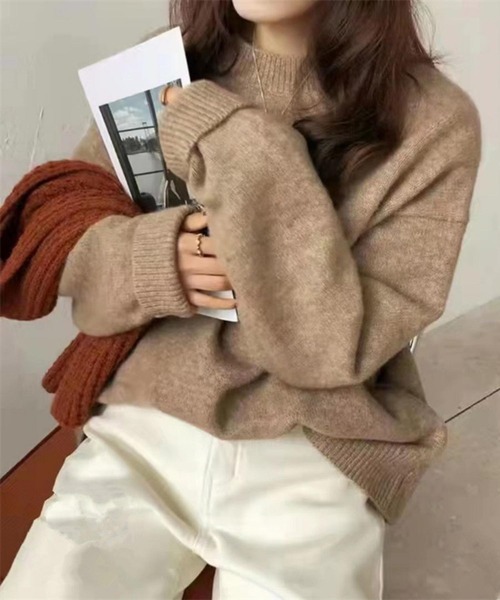 MAISON DE THERESE（メゾン ド テレーズ）の「オーバーサイズミックスカラーニットセーター（ニット/セーター・レディース・ベージュ/ライトイエロー/イエロー/ライトベージュ/ブルー/ピンク/ブラック/パープル/ネイビー/ホワイト/モカ/ワイン・FREE）」の15枚目の写真