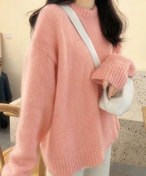 MAISON DE THERESE（メゾン ド テレーズ）の「オーバーサイズミックスカラーニットセーター（ニット/セーター・レディース・ベージュ/ライトイエロー/イエロー/ライトベージュ/ブルー/ピンク/ブラック/パープル/ネイビー/ホワイト/モカ/ワイン・FREE）」の18枚目の写真