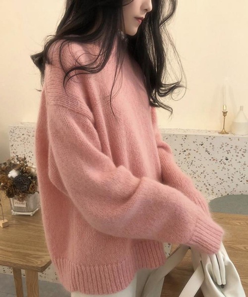 MAISON DE THERESE（メゾン ド テレーズ）の「オーバーサイズミックスカラーニットセーター（ニット/セーター・レディース・ベージュ/ライトイエロー/イエロー/ライトベージュ/ブルー/ピンク/ブラック/パープル/ネイビー/ホワイト/モカ/ワイン・FREE）」の19枚目の写真