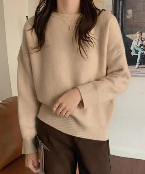 MAISON DE THERESE（メゾン ド テレーズ）の「オーバーサイズミックスカラーニットセーター（ニット/セーター・レディース・ベージュ/ライトイエロー/イエロー/ライトベージュ/ブルー/ピンク/ブラック/パープル/ネイビー/ホワイト/モカ/ワイン・FREE）」の17枚目の写真