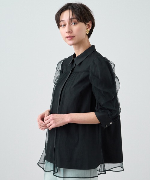 ANAYI（アナイ）の「ブロードXチュールパフ袖 ブラウス（シャツ
