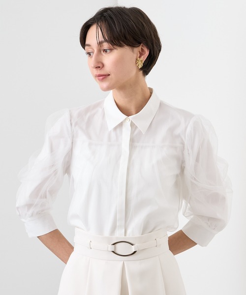ANAYI（アナイ）の「ブロードXチュールパフ袖 ブラウス（シャツ 