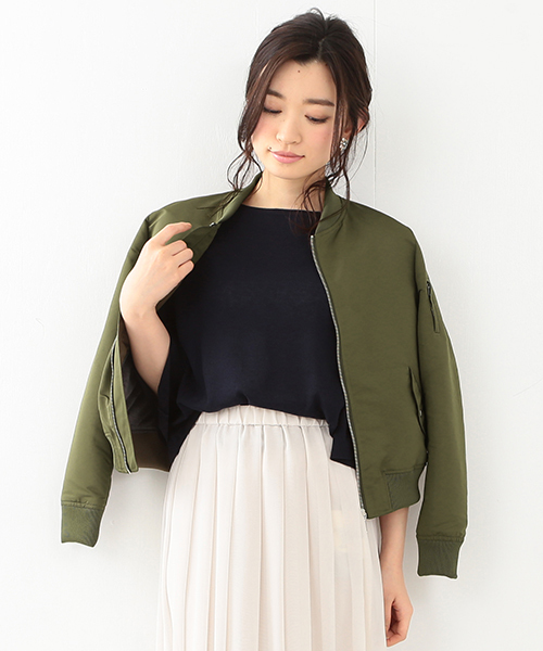 BEAMS LIGHTS Women's(ビームスライツ ウィメンズ)の「BEAMS LIGHTS / 撥水MA-1(ブルゾン・レディース・ブラック/チャコールグレー/オリーブ・38/36)」の1枚目の写真