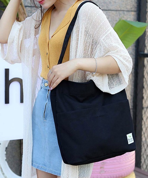 Miniministore（ミニミニストア）の「キャンバストートバッグ大容量手提げバッグ（トートバッグ・レディース・アイボリー/ピンク/ブラック/グレー/カーキ・FREE）」の7枚目の写真