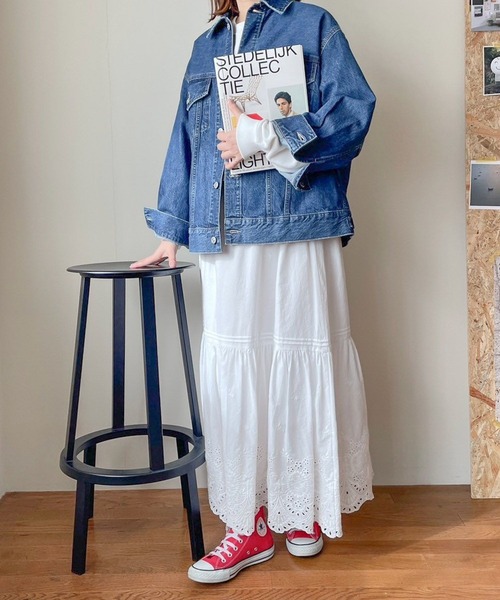 LOWRYS FARM(ローリーズファーム)の「スカラップボリュームスカート 100507(スカート・レディース・チャコールグレー/ブラック/ホワイト・FREE)」の5枚目の写真