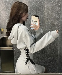 SHEPP（シープ）の「サイドレース スウェットミニワンピース（ワンピース）」