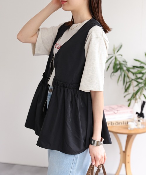 sakishimatokyo(サキシマトーキョー)の「フロントジップペプラムVネックベスト(ベスト・レディース・ブラック/ライトグレー/チャコールグレー/オフホワイト/ホワイト系その他/ブラック系その他/ブラウン・FREE)」の16枚目の写真