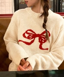 PRIVATE BEACH | リボン柄ニットトップス(ニット/セーター)