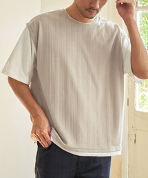5分袖フェイクベストTシャツ