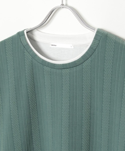 ikka（イッカ）の「5分袖フェイクベストTシャツ（Tシャツ/カットソー・メンズ・ベージュ/ネイビー/ブルー/グリーン・S/M/L/XL）」の9枚目の写真