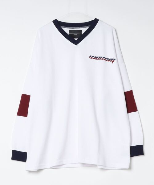 WONEM（ウォンエム）の「ロゴラインオーバーサイズトップス（Tシャツ/カットソー・レディース・グレー/ホワイト・FREE）」の21枚目の写真