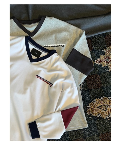 WONEM（ウォンエム）の「ロゴラインオーバーサイズトップス（Tシャツ/カットソー・レディース・グレー/ホワイト・FREE）」の16枚目の写真