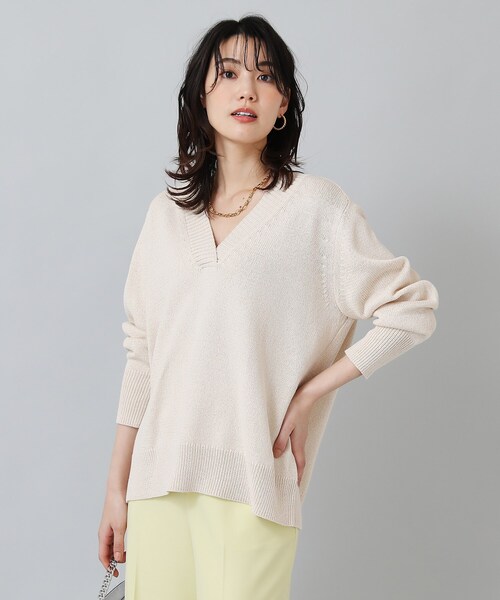 セール】【ゆったりニット／洗える】深Vネックニット（ニット