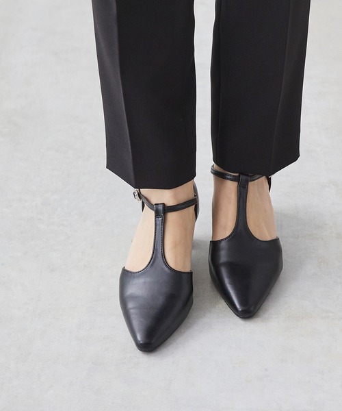 新色シルバー追加 】Tストラップ 変形ヒール パンプス（パンプス