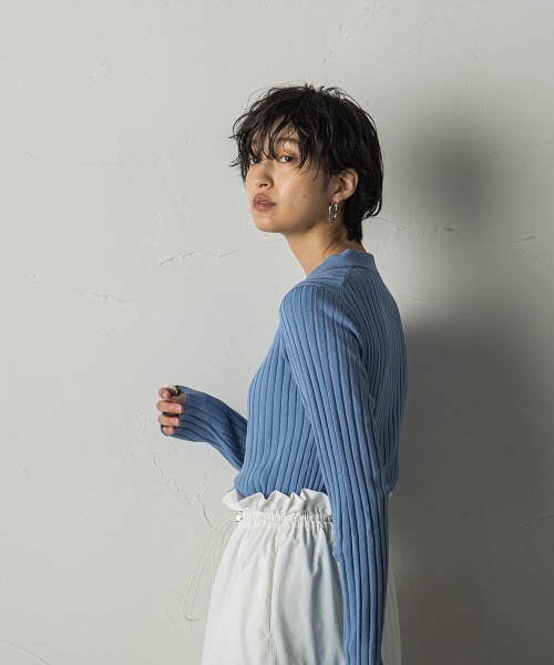 MAYSON GREY(メイソングレイ)の「リブポロニットプルオーバー(ニット/セーター・レディース・ブラック/グレー/ブルー/グリーン・M)」の21枚目の写真