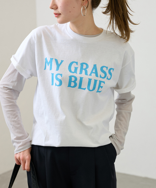 FRAMeWORK(フレームワーク)の「【BLUESCENTRIC / ブルースセントリック】 MY GRASS IS BLUE SS TEE(Tシャツ/カットソー・レディース・ホワイト・FREE)」の2枚目の写真