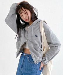 A'GEM/9 × .kom 『muah muah/ムーアムーア』 LOGO STITCH 2WAY HOOD ZIPUP/2WAYジップアップパーカー