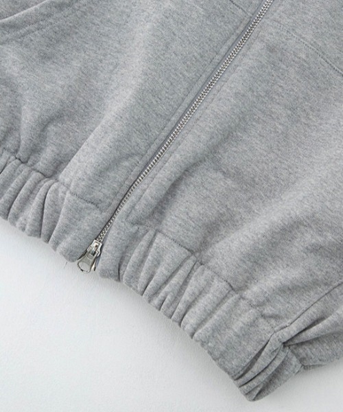 muahmuah(ムーアムーア)の「A'GEM/9 × .kom 『muah muah/ムーアムーア』 LOGO STITCH 2WAY HOOD ZIPUP/2WAYジップアップパーカー(パーカー・レディース・ブラック/ブルー/グレー/イエロー・FREE)」の9枚目の写真