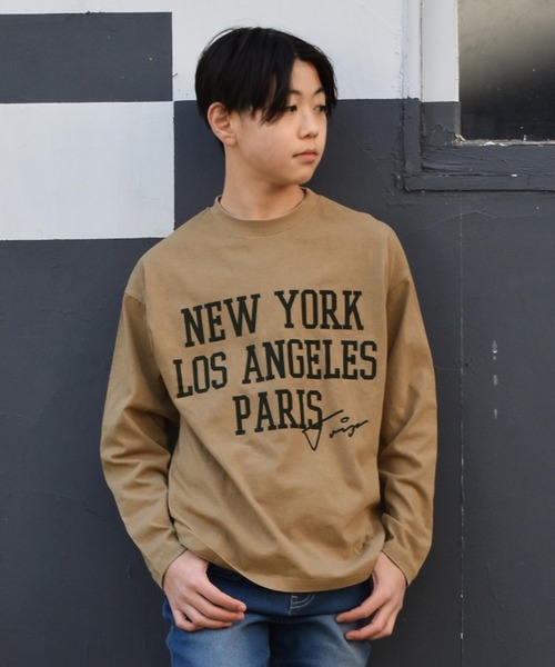 GLAZOS（グラソス）の「【プチプラ】アソートフロントロゴ長袖Tシャツ（Tシャツ/カットソー・キッズ・グレー/ベージュ/ブラック/ホワイト/ブルー・140cm/150cm/170cm/160cm）」の4枚目の写真