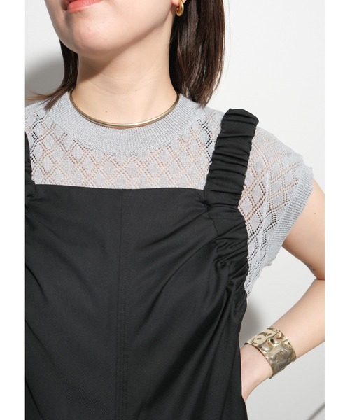 palm RICHE(ポームリシュ)の「レース編みニットTOPS(ニット/セーター・レディース・グレー/ブラック/パープル・M)」の3枚目の写真