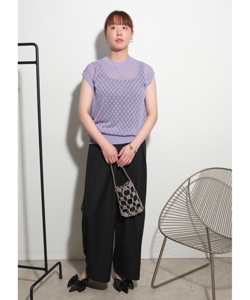 palm RICHE(ポームリシュ)の「レース編みニットTOPS(ニット/セーター・レディース・グレー/ブラック/パープル・M)」の18枚目の写真