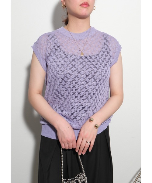 palm RICHE(ポームリシュ)の「レース編みニットTOPS(ニット/セーター・レディース・グレー/ブラック/パープル・M)」の21枚目の写真