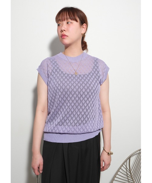palm RICHE(ポームリシュ)の「レース編みニットTOPS(ニット/セーター・レディース・グレー/ブラック/パープル・M)」の20枚目の写真