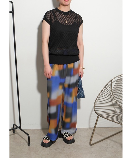 palm RICHE(ポームリシュ)の「レース編みニットTOPS(ニット/セーター・レディース・グレー/ブラック/パープル・M)」の6枚目の写真