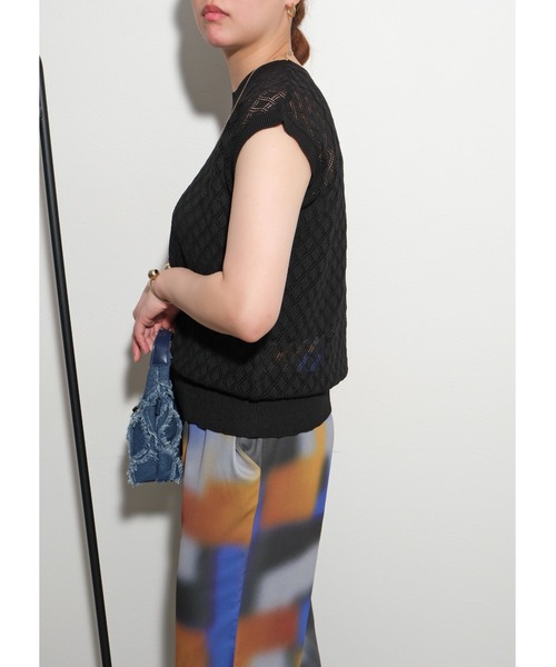 palm RICHE(ポームリシュ)の「レース編みニットTOPS(ニット/セーター・レディース・グレー/ブラック/パープル・M)」の9枚目の写真