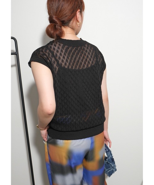 palm RICHE(ポームリシュ)の「レース編みニットTOPS(ニット/セーター・レディース・グレー/ブラック/パープル・M)」の10枚目の写真