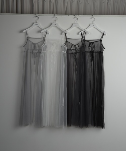 アイアムアイ　リボン　キャミ セール】jacquard ribbon flare cami tops / ジャカードリボン