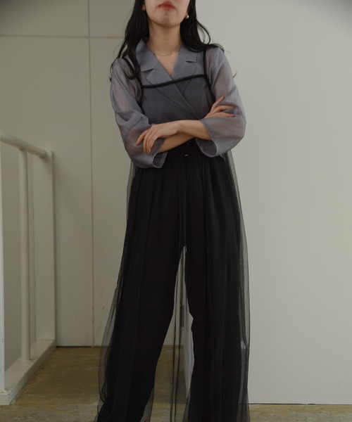 I_am（アイアム）の「tulle front ribbon camisole ops