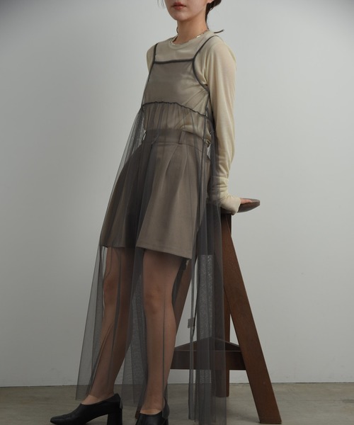 I_am(アイアム)の「tulle front ribbon camisole ops / チュールフロントリボンキャミソールワンピース(ワンピース・レディース・ホワイト/チャコールグレー/ブラック/グレー・FREE)」の11枚目の写真
