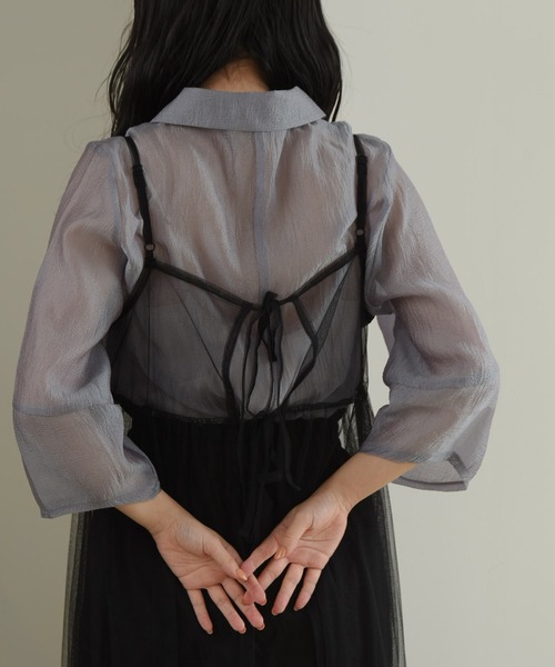 I_am(アイアム)の「tulle front ribbon camisole ops / チュールフロントリボンキャミソールワンピース(ワンピース・レディース・ホワイト/チャコールグレー/ブラック/グレー・FREE)」の10枚目の写真