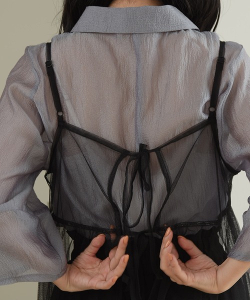I_am(アイアム)の「tulle front ribbon camisole ops / チュールフロントリボンキャミソールワンピース(ワンピース・レディース・ホワイト/チャコールグレー/ブラック/グレー・FREE)」の9枚目の写真
