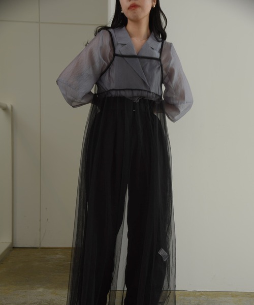 I_am(アイアム)の「tulle front ribbon camisole ops / チュールフロントリボンキャミソールワンピース(ワンピース・レディース・ホワイト/チャコールグレー/ブラック/グレー・FREE)」の8枚目の写真