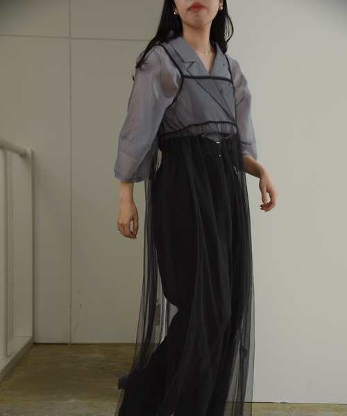 I_am(アイアム)の「tulle front ribbon camisole ops / チュールフロントリボンキャミソールワンピース(ワンピース・レディース・ホワイト/チャコールグレー/ブラック/グレー・FREE)」の7枚目の写真