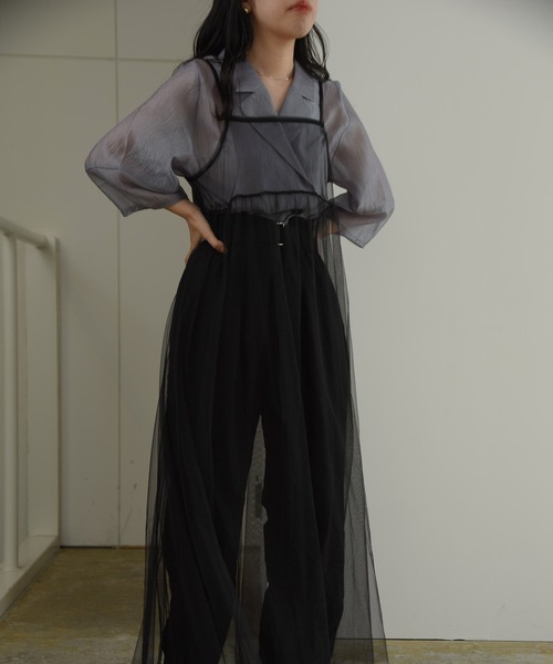 I_am(アイアム)の「tulle front ribbon camisole ops / チュールフロントリボンキャミソールワンピース(ワンピース・レディース・ホワイト/チャコールグレー/ブラック/グレー・FREE)」の6枚目の写真